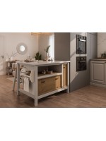 Ilha para cozinha em branco lavado sem o tampo / Coleção England